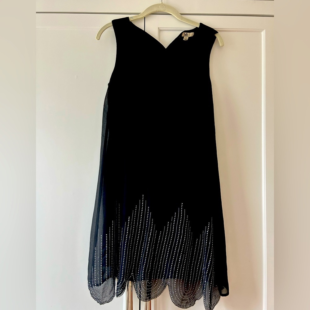 Black Sparkle Scalloped Dress